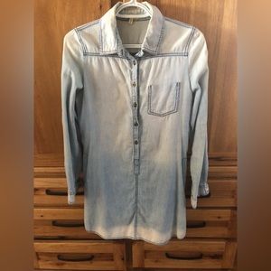 Distressed denim shirt dress-medium